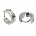 Stainless Steel CZ Channel Set Hoop Huggies Earrings For Men HE-019